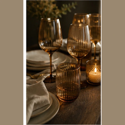 Noriqiel Amber Glassware Set
