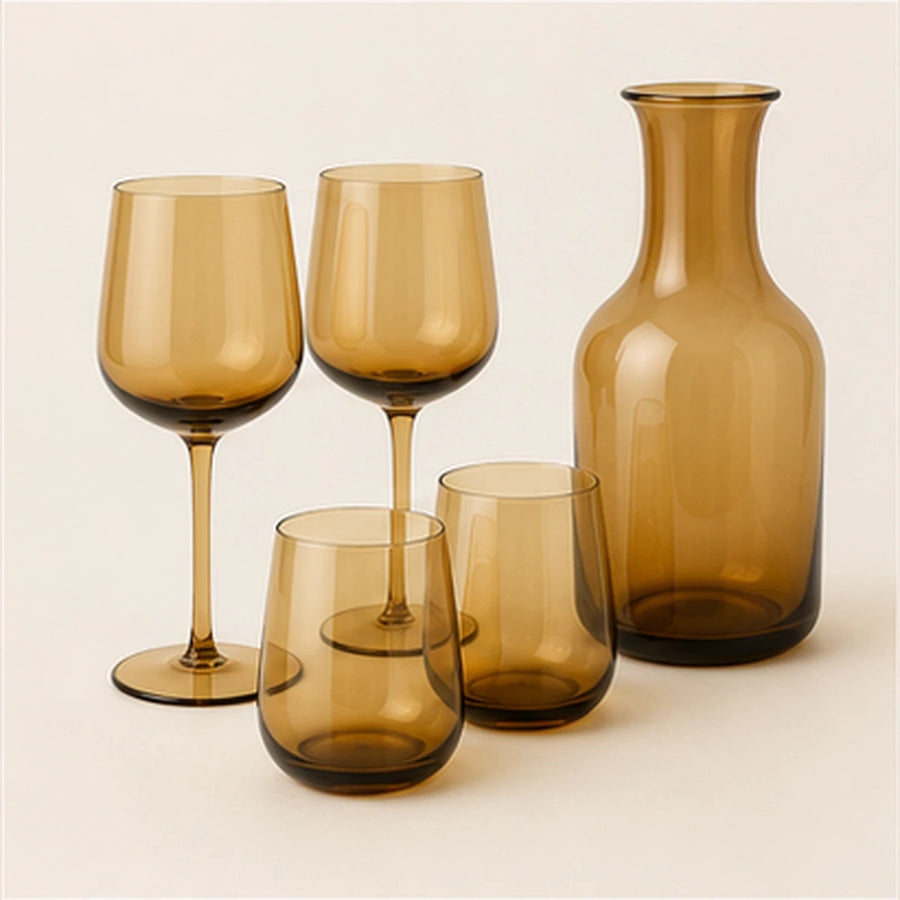 Noriqiel Amber Glassware Set